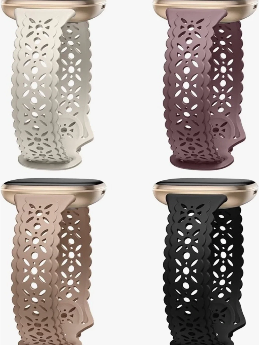 NWT Fitbit Versa 3 Lace Silicone Watch Bands Plum, Black, Taupe, Light Gray
